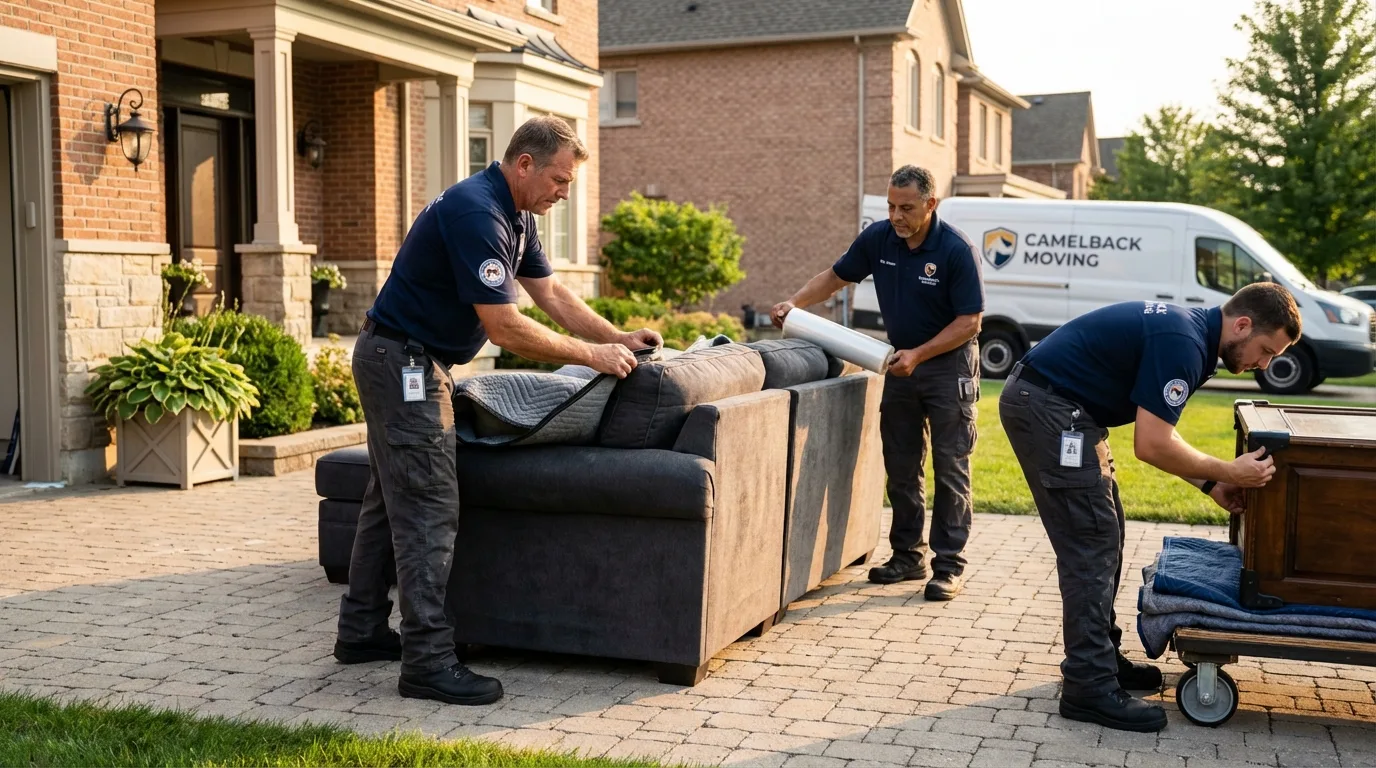 Large estate moving crew wrapping furniture in Osborne, KS