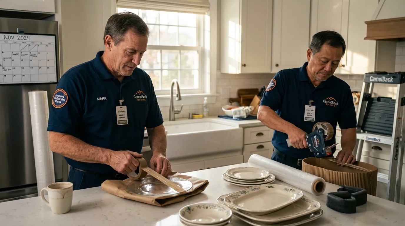 Professional crew packing kitchen dishware in Osborne, KS